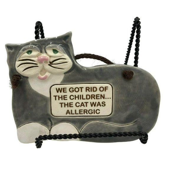 Vintage Cat Ceramic Wall Hanging Snarky Funny Cat Lovers Home Decorations - Picture 1 of 5